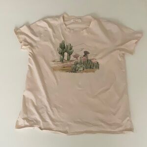 Cream Graphic T-Shirt with Cactus Design